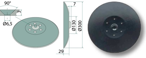 [AMAT3-106739] Disc de semanat - 300 x 3 mm, circumferinta orificiu Ø 96 mm, neascutit