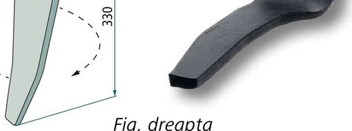 [AMAT3-107750] Dinte grapa rotativa - stanga, suport scurt
