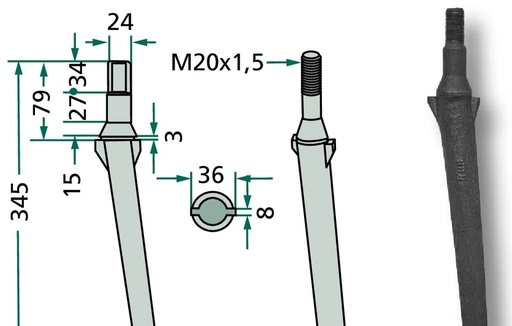 [AMAT3-107831] Dinte pentru grapa rotativa 345 mm