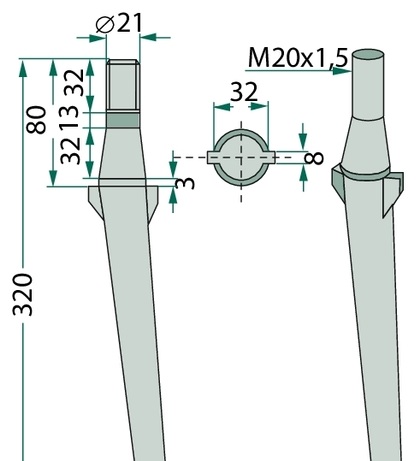 [AMAT3-107852] Dinte pentru grapa rotativa 320 mm