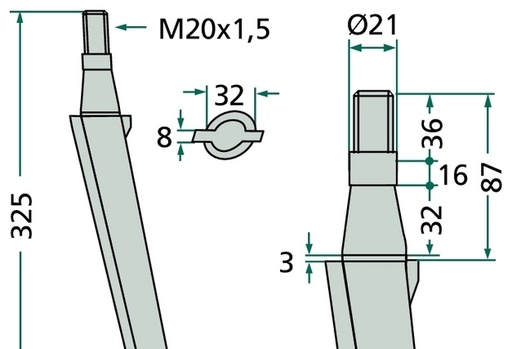 [AMAT3-107863] Dinte pentru grapa rotativa 325 mm