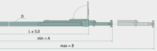 [AMAT3-110276] Bară de prindere STEEL 42mm - Picior de cauciuc pe ambele părți, 2,350 - 2,720mm, forță de blocare de până la 150 daN