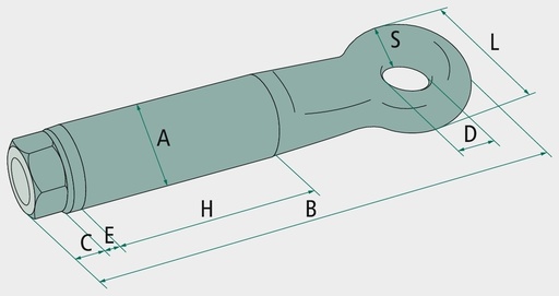 [AMAT3-111672] Ochet de tractare - Profil H Ochi Ø 40 mm, în conformitate cu DIN 11026-40A