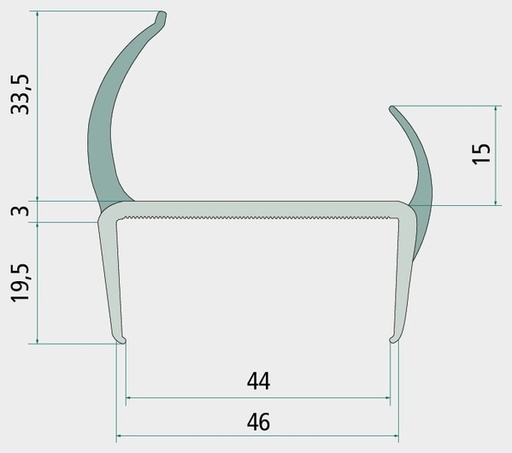 [AMAT3-112018] Pastore & Lombardi Profil-PVC - Profile din PVC, tare / moale, 25 mm, L = 2700 mm, gri / gri