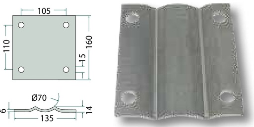[AMAT3-112653] SIMOL Placă de montaj 135 x 156 x 14 mm