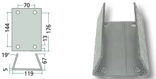 [AMAT3-112654] SIMOL Placă de montaj 119 x 176 x 67 mm