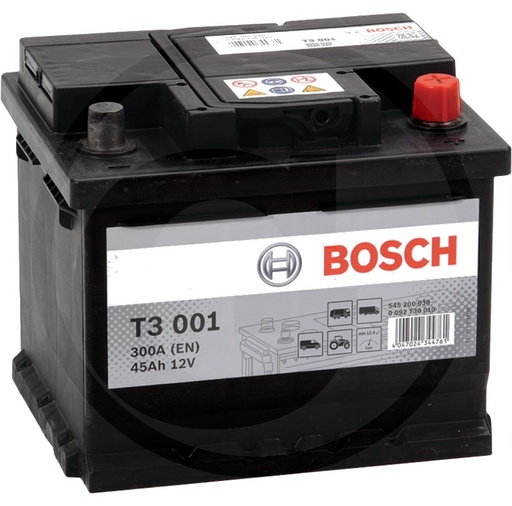 [AMAT3-115099] BOSCH Baterie T3 001 12 V / 45 Ah - Tehnologie hibridă SLI; calciu / calciu; reumplere cu apă