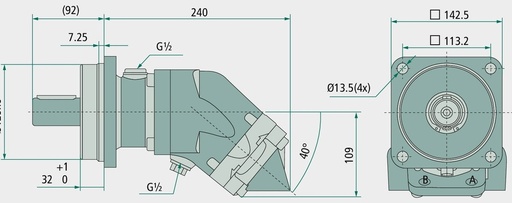 [AMAT3-116440] SUNFAB Motor cu piston SCM-034W-H-I42-K30-K3G-100 350 bar
