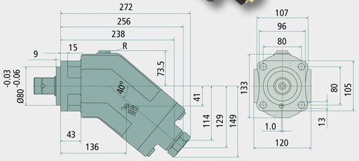 [AMAT3-115968] Bosch/Rexroth Pompă hidraulică Bosch Rexroth A17FO045 Pompă cu un singur circuit
