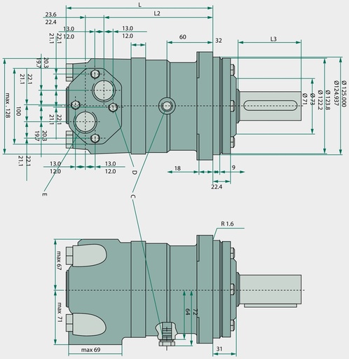 [AMAT3-116729] WHITE Motor hidraulic OMT 400 221 mm