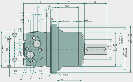 [AMAT3-116744] WHITE Motor hidraulic OMTW 250 134 mm