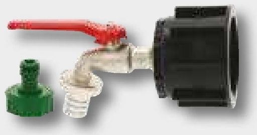 [AMAT3-119100] IBC Adaptor lung - S60x6 incl.robinet cu bila din alama 3/4" si manson de Ø 19 mm