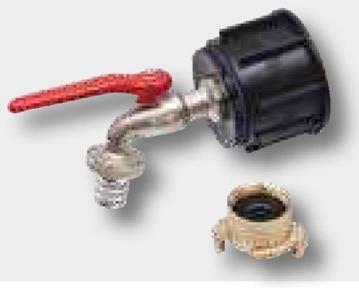 [AMAT3-119101] IBC Adaptor lung - S60x6 incl.robinet cu bila din alama 3/4" si robinet cu sistem „clic” din plastic