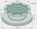 Disc de frana - Ø 430 x 45, înălțime 159,5 mm, cu suport pentru roți polare