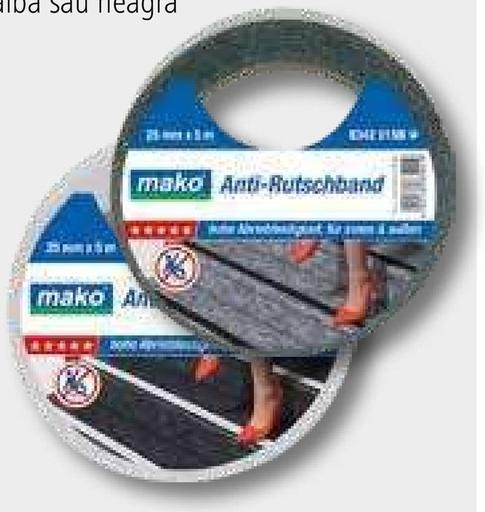 [AMAT3-121804] MAKO Banda antiderapanta • Rolle 25 mm x 5 m• Culoare: alb• Besandete Weich PVC- Folie • Naturkautschuk-Kleber• Selbstkl