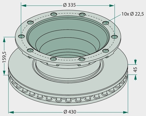 [AMAT3-121113] Disc de frana - Ø 377 x 45, înălțime 169,5 mm