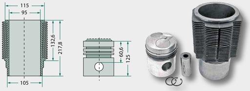 [AMAT3-129353] Set inele piston - 5 inele, diametru 95 mm, 2,5 mm / 2,5 mm / 2,5 mm / 5 mm / 5 mm