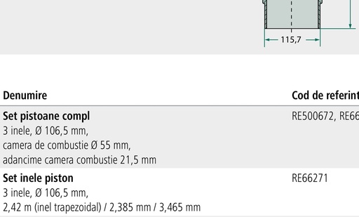 [AMAT3-130681] Set segmenti de piston - 3 inele, Ø 106,5 mm 2,3 mm (inel trapez) / 2,46 mm / 3,6 mm