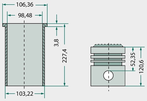 [AMAT3-130995] Set segmenti de piston - (doar ptr. bucsa fonta) 5 inele, Ø 98,48 mm 2,4 mm / 2,4 mm / 2,4 mm / 6,35 mm / 6,35 mm