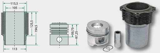 [AMAT3-131978] Set segmenti de piston - 4 inele, Ø 105 mm 2,5 mm / 2,5 mm / 2,5 mm / 5 mm