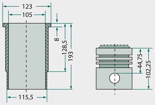 [AMAT3-131992] Set inele piston - 3 inele, diametru 105 mm, 2,92 mm / 2,46 mm / 3,96 mm