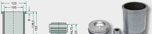 [AMAT3-132035] Set pistoane compl. - 3 inele, Ø 105 mm bolturi Ø 35 x 86 mm camera de combustie Ø 60 mm adancime camera de combustie 20
