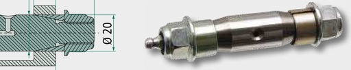 [AMAT3-134195] Expander Bolț - cu știft filetat pe ambele părți, piuliță hexagonală, fără orificiu de lubrifiere