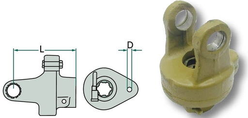 [AMAT3-137400] Racord cu bolt de sigurantă 1 3/4" 6 dinti, turatie 3330 Nm, Radius 64 mm