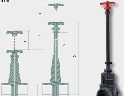 [AMAT3-142453] VDL Ventil de blocare - cu manșon adeziv și ax extra lung