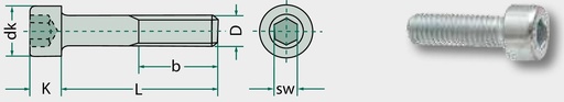 [AMAT3-153499] Surub cilindric UV M8x25 DIN 912 25 mm