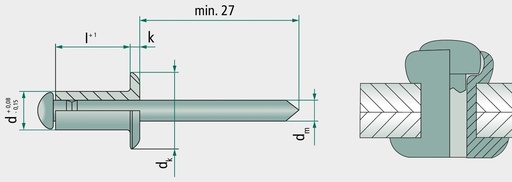 [AMAT3-155241] VE 500 Nituri oarbe cu cap plat 4,8x16 16 mm