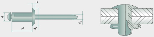 [AMAT3-155272] VE 500 Flachkopf-Presslaschenblindniet 4,8x20,5 20,5 mm