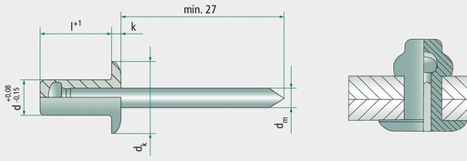 [AMAT3-155294] VE 500 Nituri oarbe cu cap plat 4,8x8,5 8,5 mm