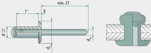 [AMAT3-155337] VE 500 Nituri oarbe cu cap plat 5x12 12 mm