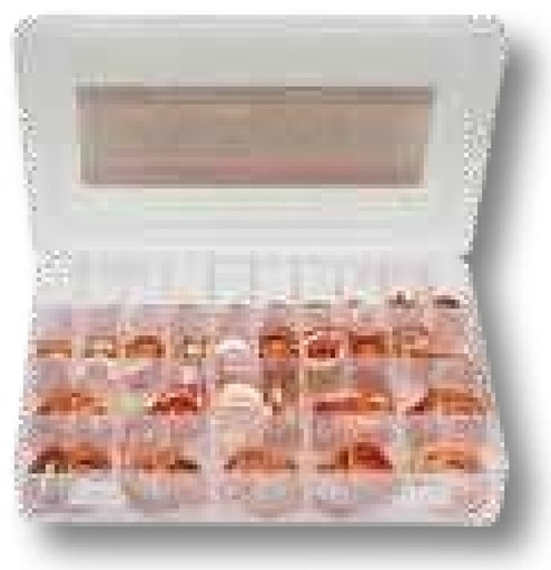 [AMAT3-156757] Sortiment inele etanșare CU DIN 7603 - Continut: 1600 buc., 340 x 240 x 55 mm cu insertii din plastic, 18 compartimente,