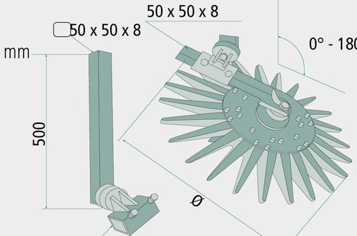 [AMAT3-158919] K.U.L.T. MINI-MAXI element tocătoare - Braț de susținere și mâner reglabil 50 x 50 mm, cu perete de 8 mm
