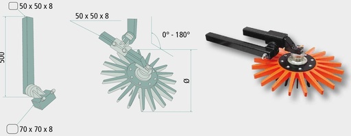 [AMAT3-158923] K.U.L.T. Element deget pentru masina de plivit - Rosu pentru sol dur, cu maner reglabil 50 x 50 mm