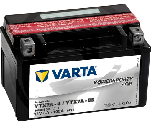[AMAT3-171398] Varta Baterie POWERSPORTS AGM 12 V / 6 Ah - Baterie de pornire, încărcată uscat, cu pachet acid, fără întreținere