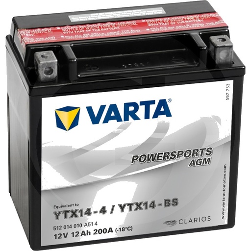 [AMAT3-171404] Varta Baterie POWERSPORTS AGM 12 V / 12 Ah - Baterie de pornire, încărcată uscat, cu pachet acid, fără întreținere