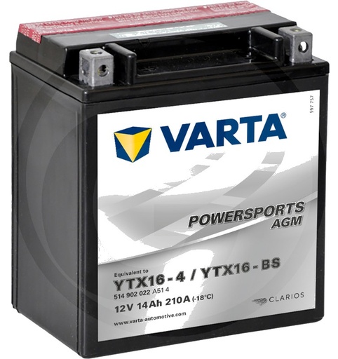 [AMAT3-171407] Varta Baterie POWERSPORTS AGM 12 V / 14 Ah - Baterie de pornire, încărcată uscat, cu pachet acid, fără întreținere