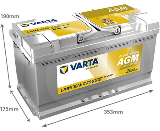 [AMAT3-171489] Varta Baterie de pornire 12V 95Ah - Baterie de pornire / alimentare, ideală pentru utilizare sezonieră