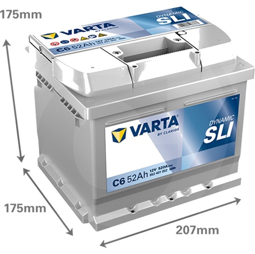 [AMAT3-171514] Varta Baterie Silver Dynamic 12 V / 52 Ah - Baterie de pornire cu tehnologie Ca / Ca, umpluta si incarcata, fara intreti