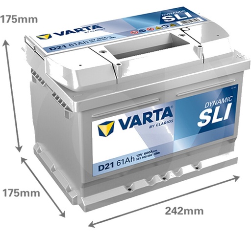 [AMAT3-171517] Varta Baterie Silver Dynamic 12 V / 61 Ah - Baterie SILVER Dynamic AGM D21 - 12V 61Ah 600A