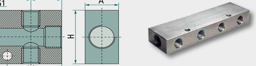 [AMAT3-173527] F-VT1-2x3/8-5x1/4-AL-natur Bloc de distributie G3 / 8 (2x)