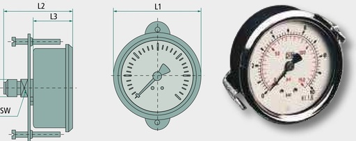 [AMAT3-173873] M-DH-40-0/10-1/8-St-bar/psi D=40mm conexiune spate G1 / 8 (2x)