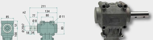 [AMAT3-175435] Transmisie Carcasă din aluminiu turnat Cuplaj angrenaje conice cu dinți drepti și cementate Limita de viteza: n = 3000 1