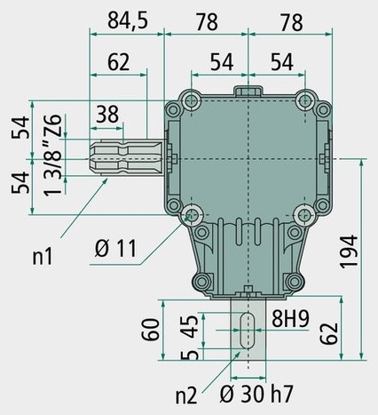 [AMAT3-175439] Transmisie carcasa din fonta de aluminiu roti conice paralele cu zimtare dreapta si intarite Valoare turatie: n = 1500 1