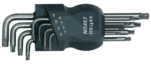 [AMAT3-176275] Hazet Torx-Winkelschraubendreher-Satz 8-tlg., Mit Kugelkopf, Kunststoff-Halter, Made In Germany, Abtrieb: Innen TORX® Pr