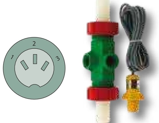 [AMAT3-177197] Kverneland Debitmetru - 1 ", galben cu senzor Configurare pin: 1 alb: +, 2 verde: Semnal, 3 maro: GND