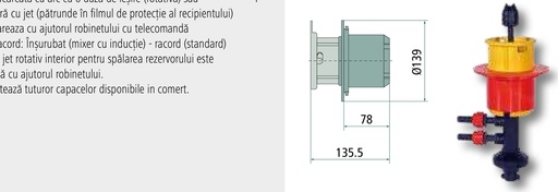 [AMAT3-185767] POLMAC Adaptor pentru instalatia de spalat. • Pâlnie încărcată cu arc cu o duză de ieșire (rotativă) sau staționară cu j